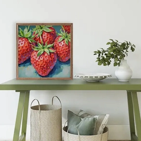 Summer Strawberries Wood Framed Print 