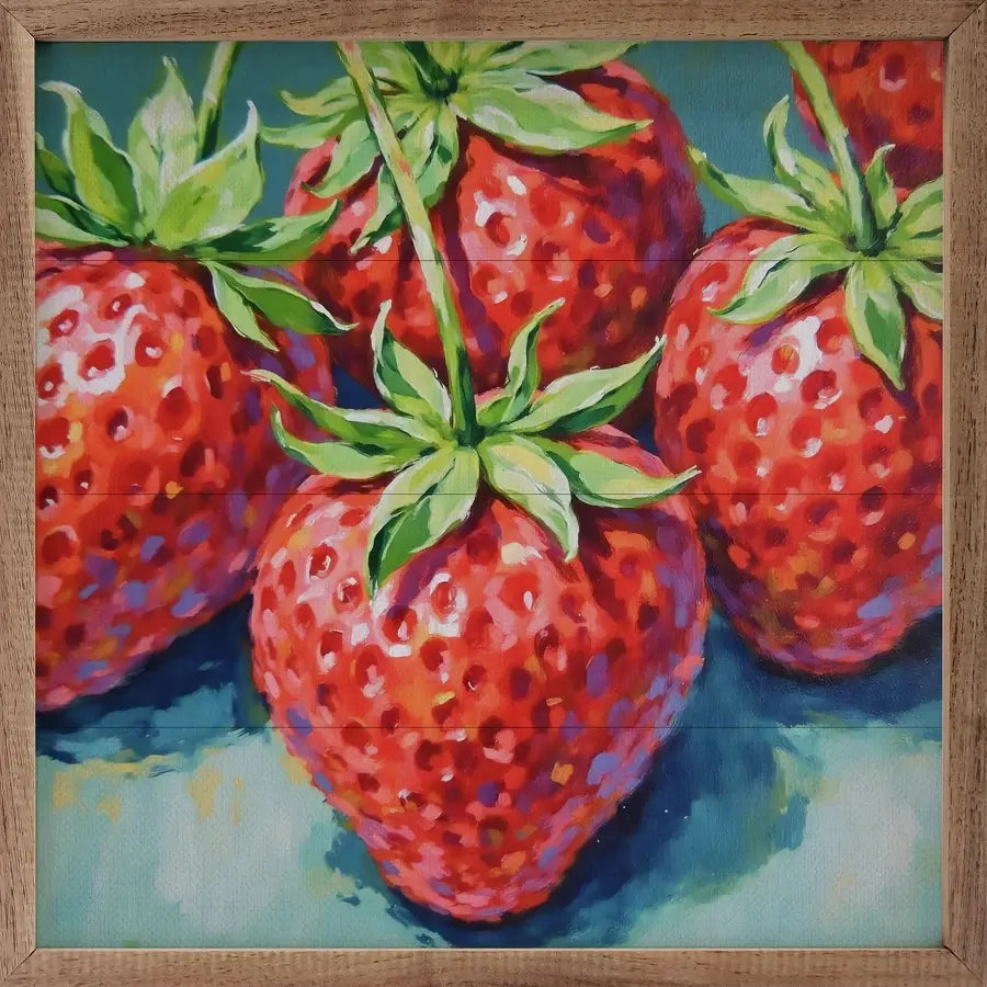 Summer Strawberries Wood Framed Print