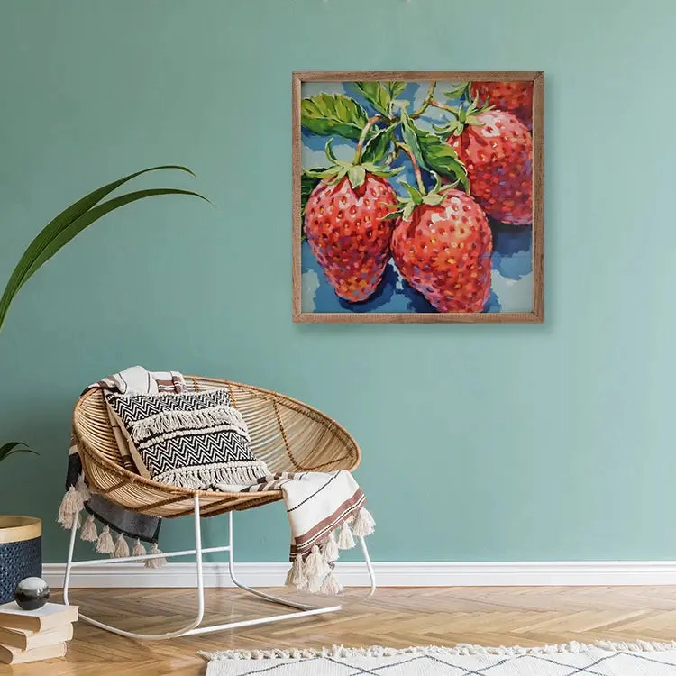 Summer Strawberries Wood Framed Print