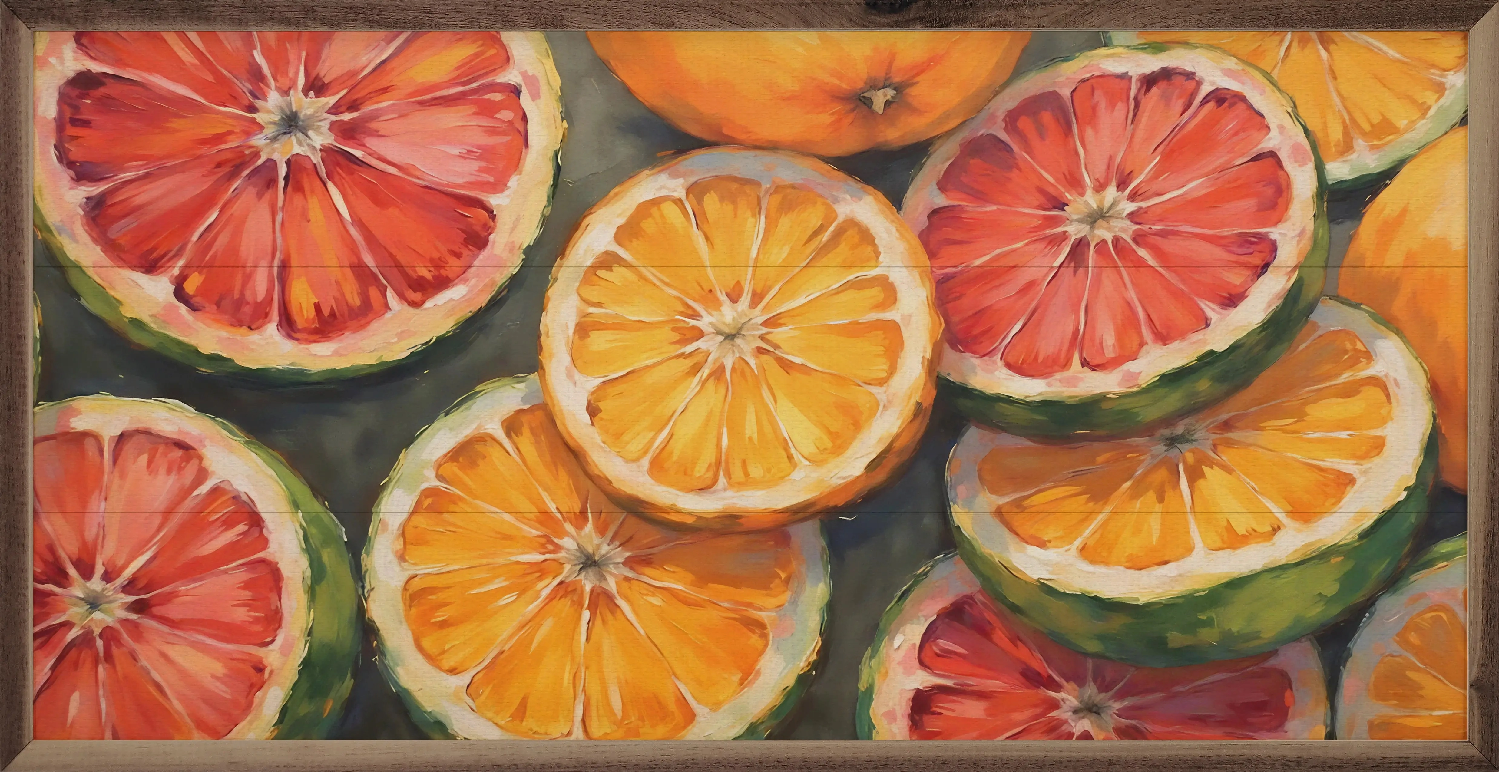Summery Fruit Wood Framed Print