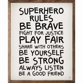 Superhero Rules Wood Framed Print 