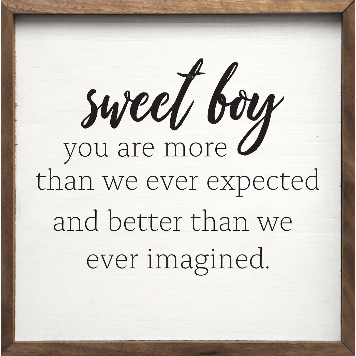 Sweet Boy White Wood Framed Print 