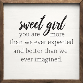 Sweet Girl White Wood Framed Print 