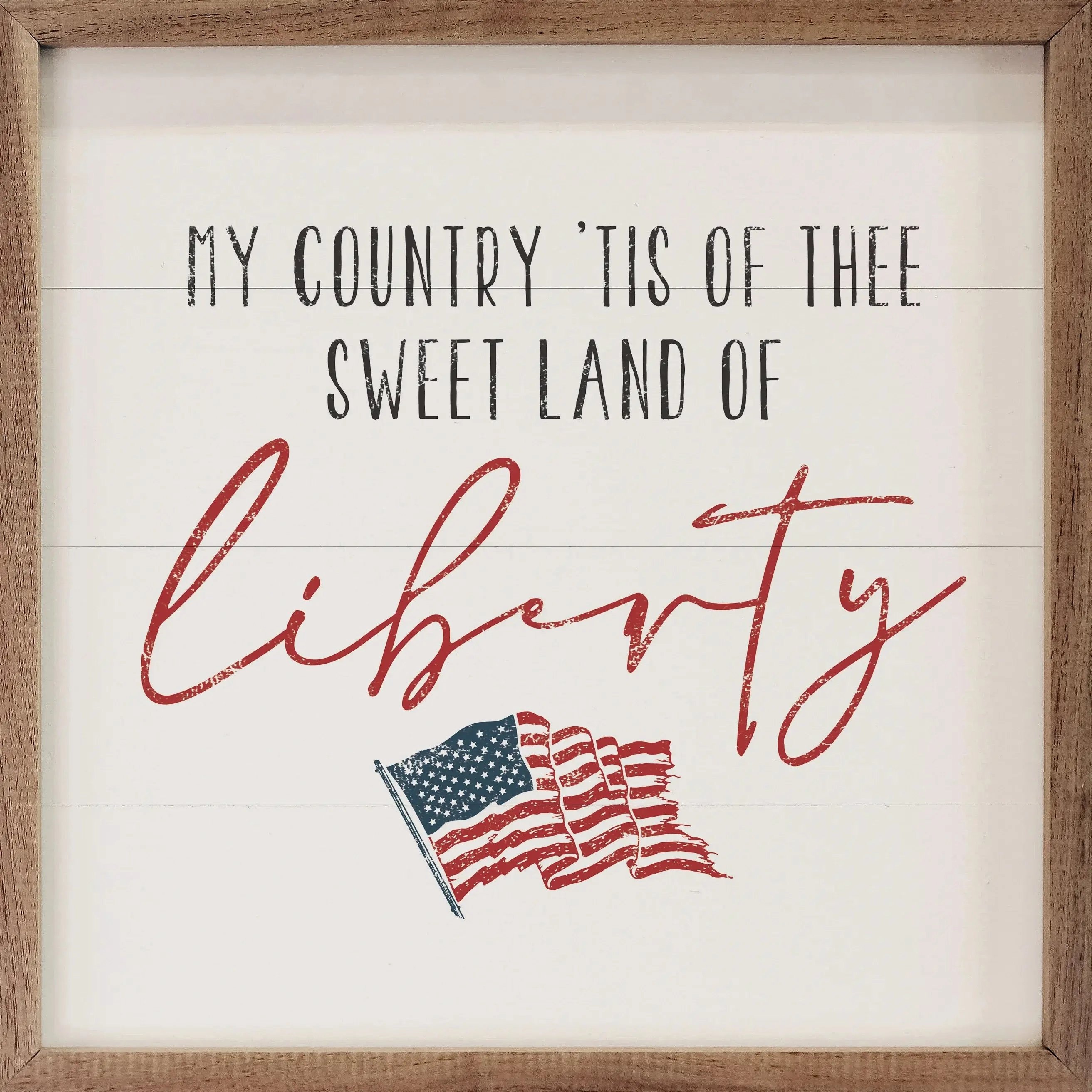 Sweet Land Of Liberty White Wood Framed Print