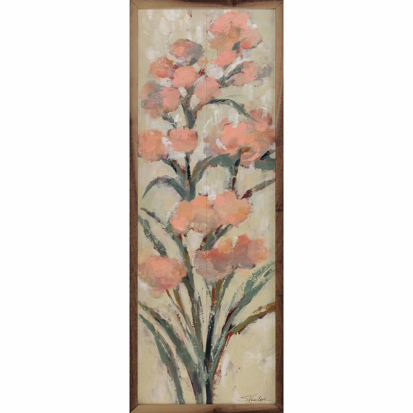Tall Blush Flowers I By Silvia Vassileva Wood Framed Print 