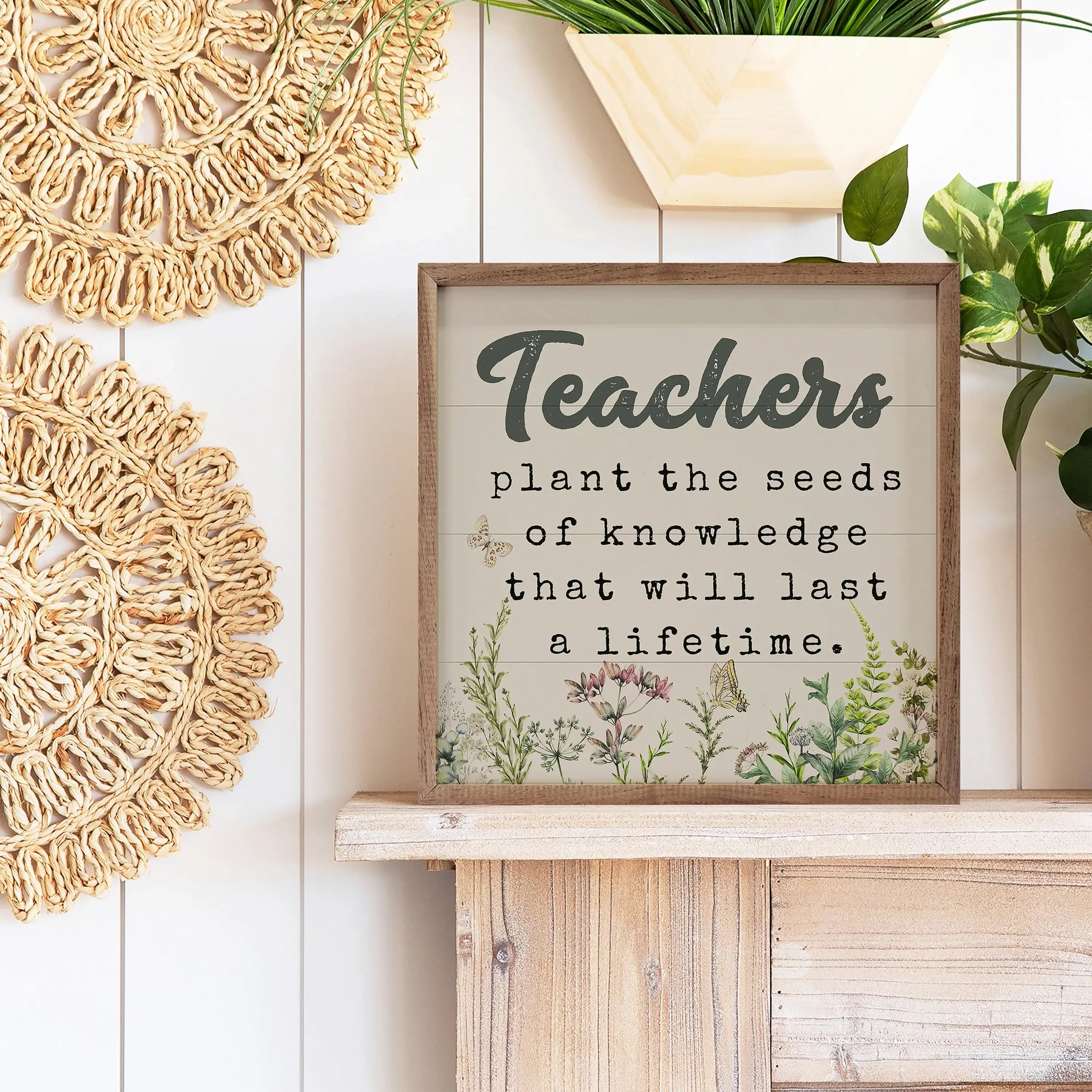 Teachers Plant The Seeds Floral Wood Framed Print