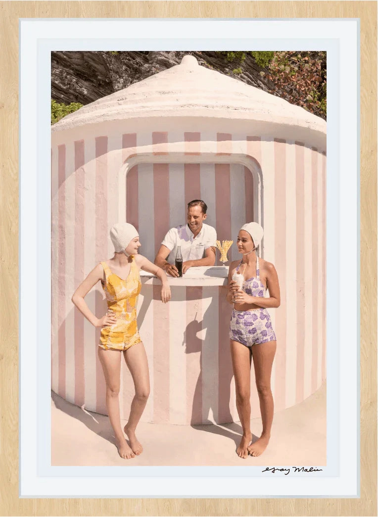 The Beach Bar, Coral Beach Club Print by Gray Malin