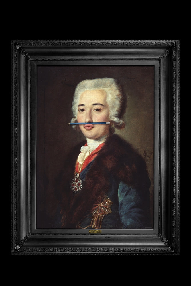 The Blue Pencil Canvas with Printed Frame