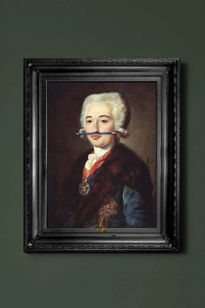 The Blue Pencil Canvas with Printed Frame 