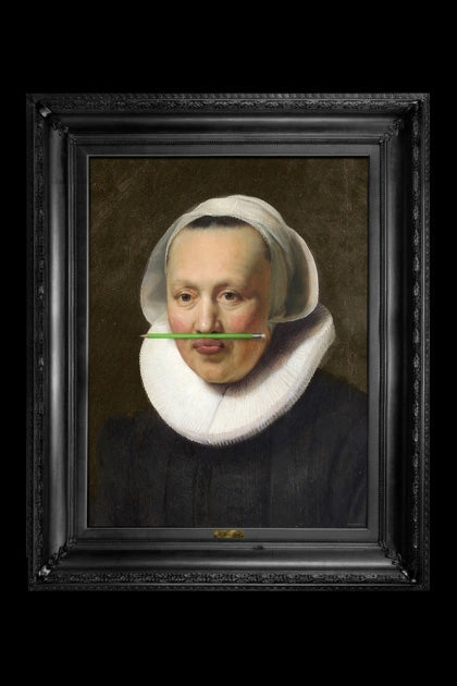 The Green Pencil Canvas with Printed Frame 