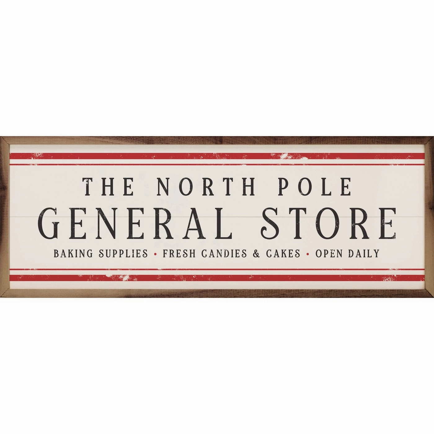 The North Pole General Store Stripe Wood Framed Print 