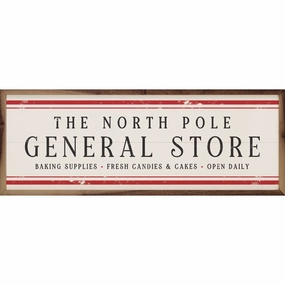 The North Pole General Store Stripe Wood Framed Print 