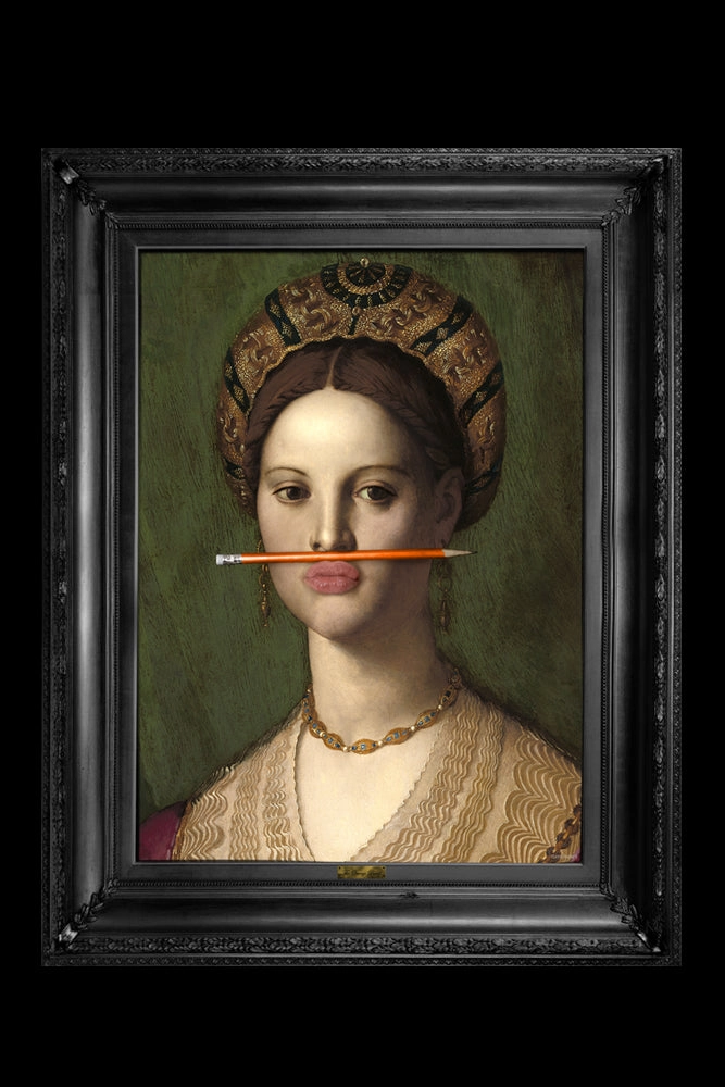 The Orange Pencil Canvas with Printed Frame