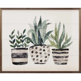 Three Flower Pots Wood Framed Print 