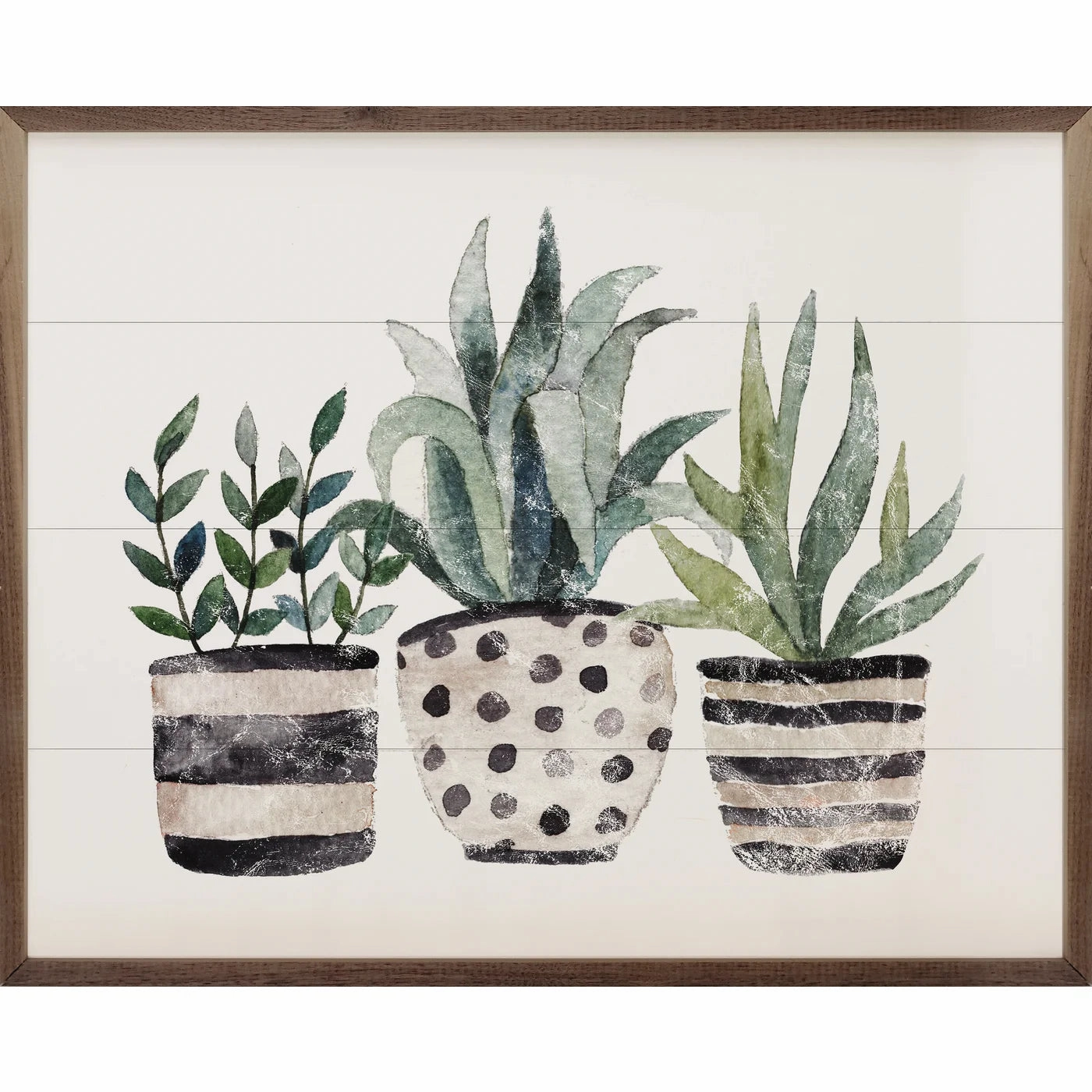 Three Flower Pots Wood Framed Print 