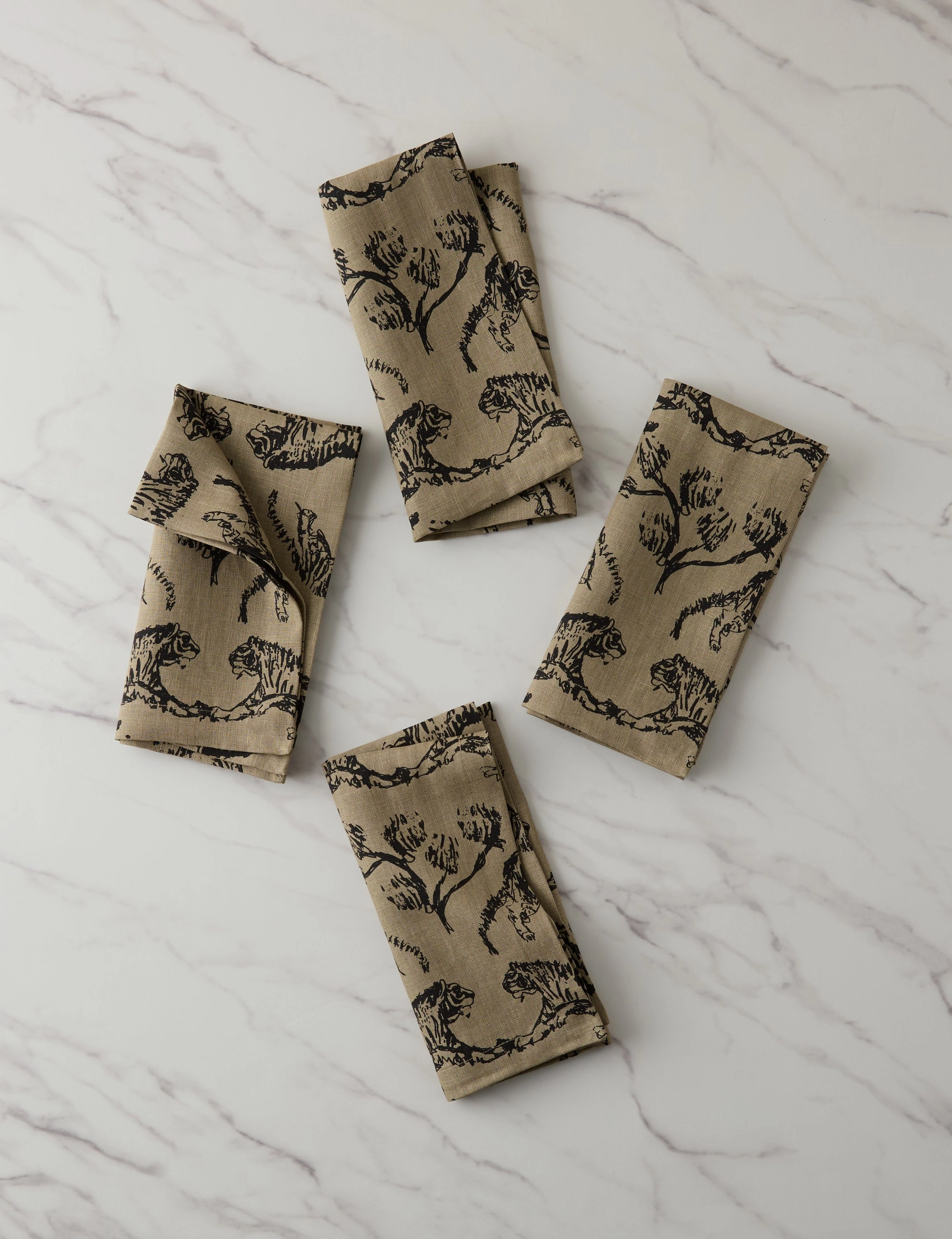 Tiger Linen Napkins (Set of 4) by Sarah Sherman Samuel