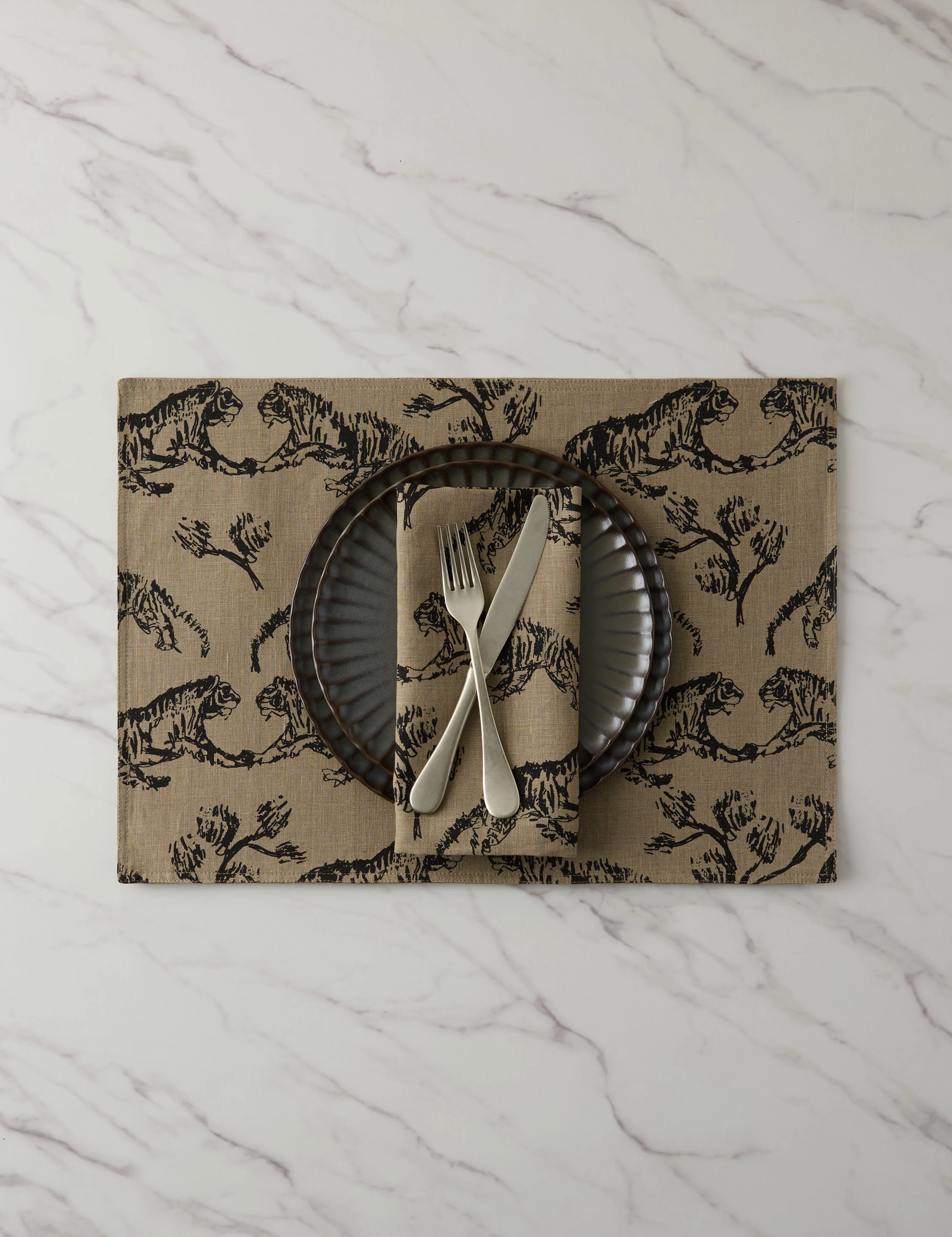 Tiger Linen Placemats (Set of 4) by Sarah Sherman Samuel