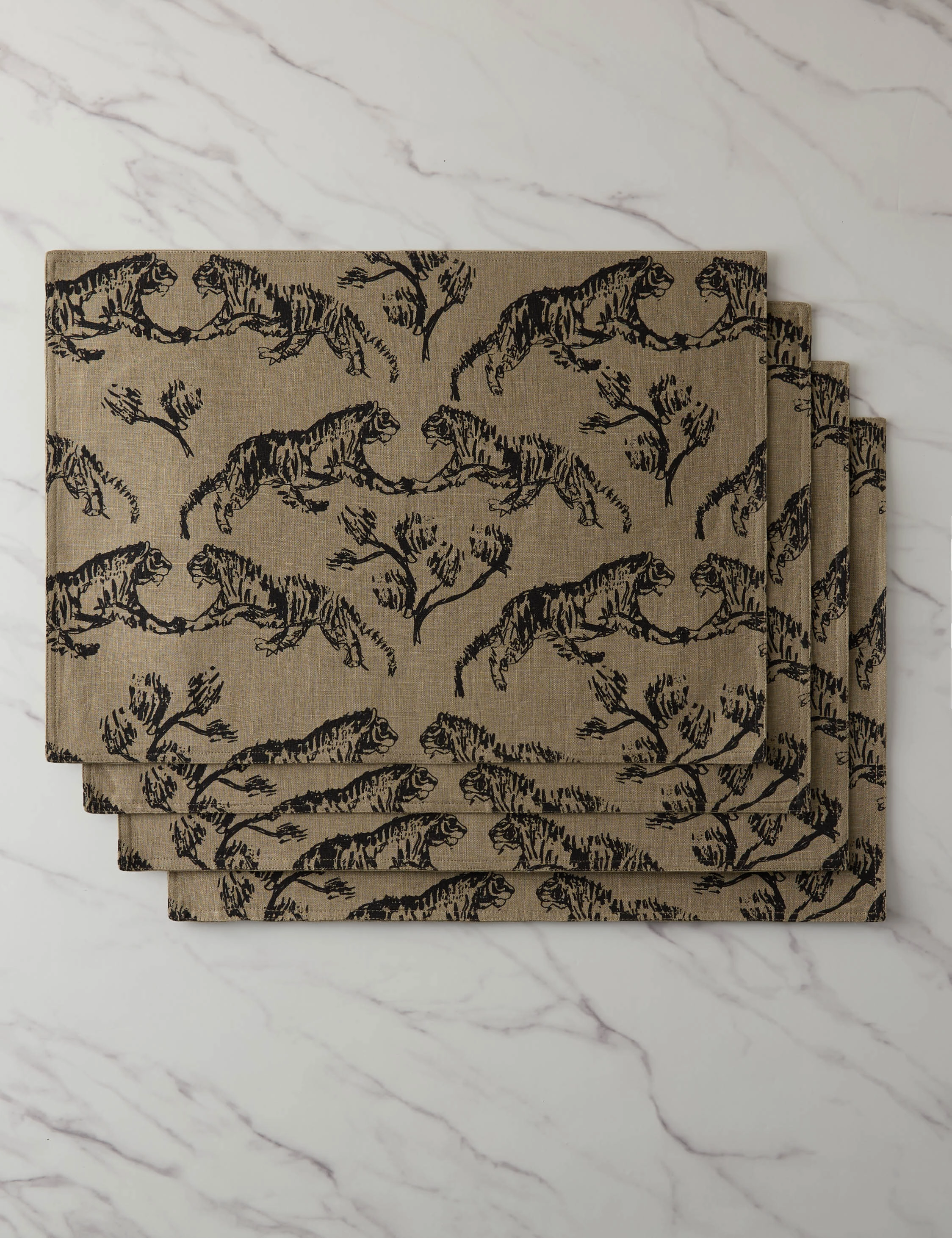 Tiger Linen Placemats (Set of 4) by Sarah Sherman Samuel