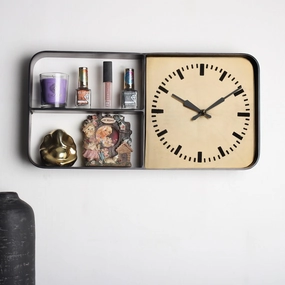 Timekeeper Shelves Wall Clock in Terracota 
