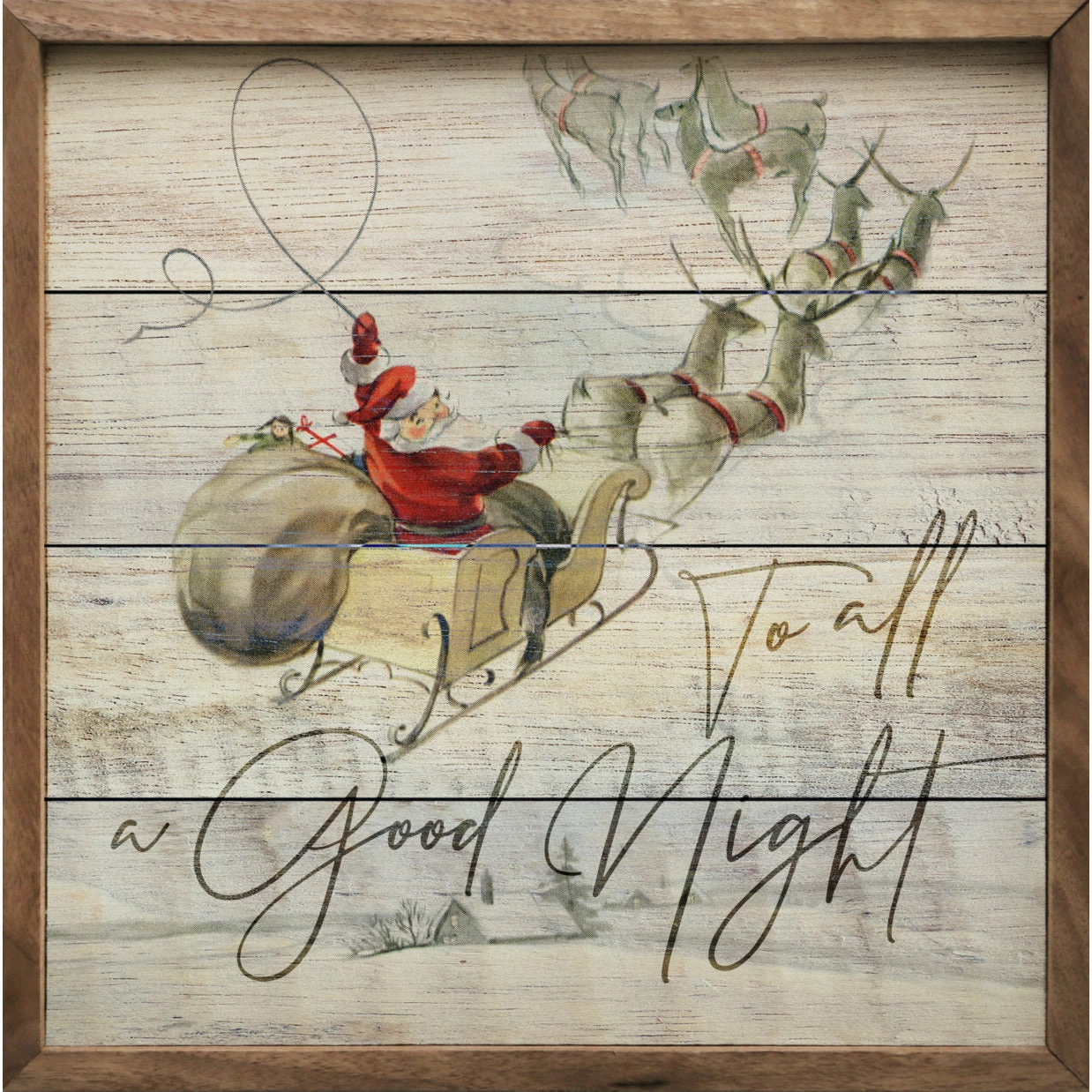 To All A Good Night Sleigh Wood Framed Print 