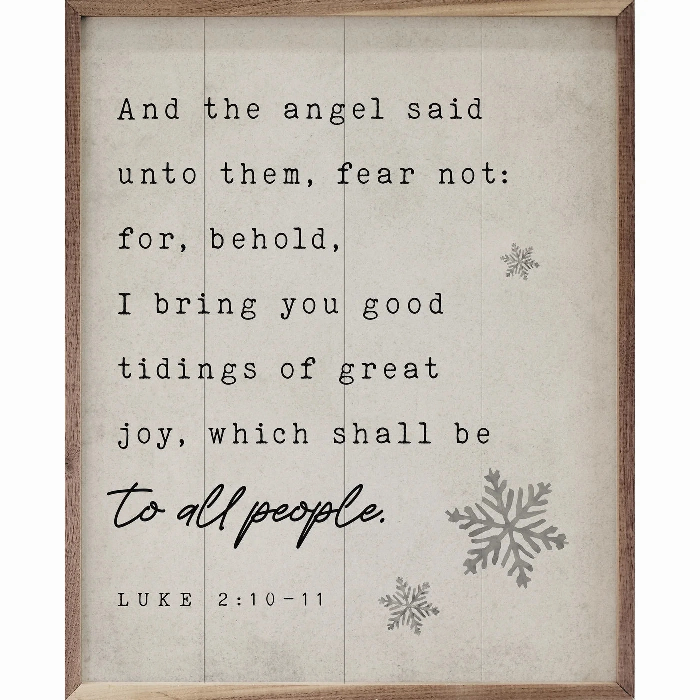 To All People Luke 2:10-11 Snowflakes Wood Framed Print 