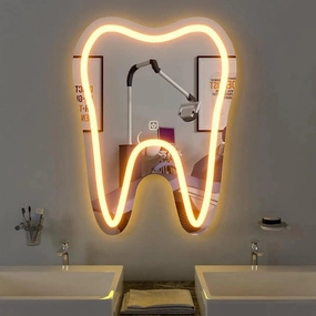 Tooth-Shaped LED Mirror for Dentist Office 