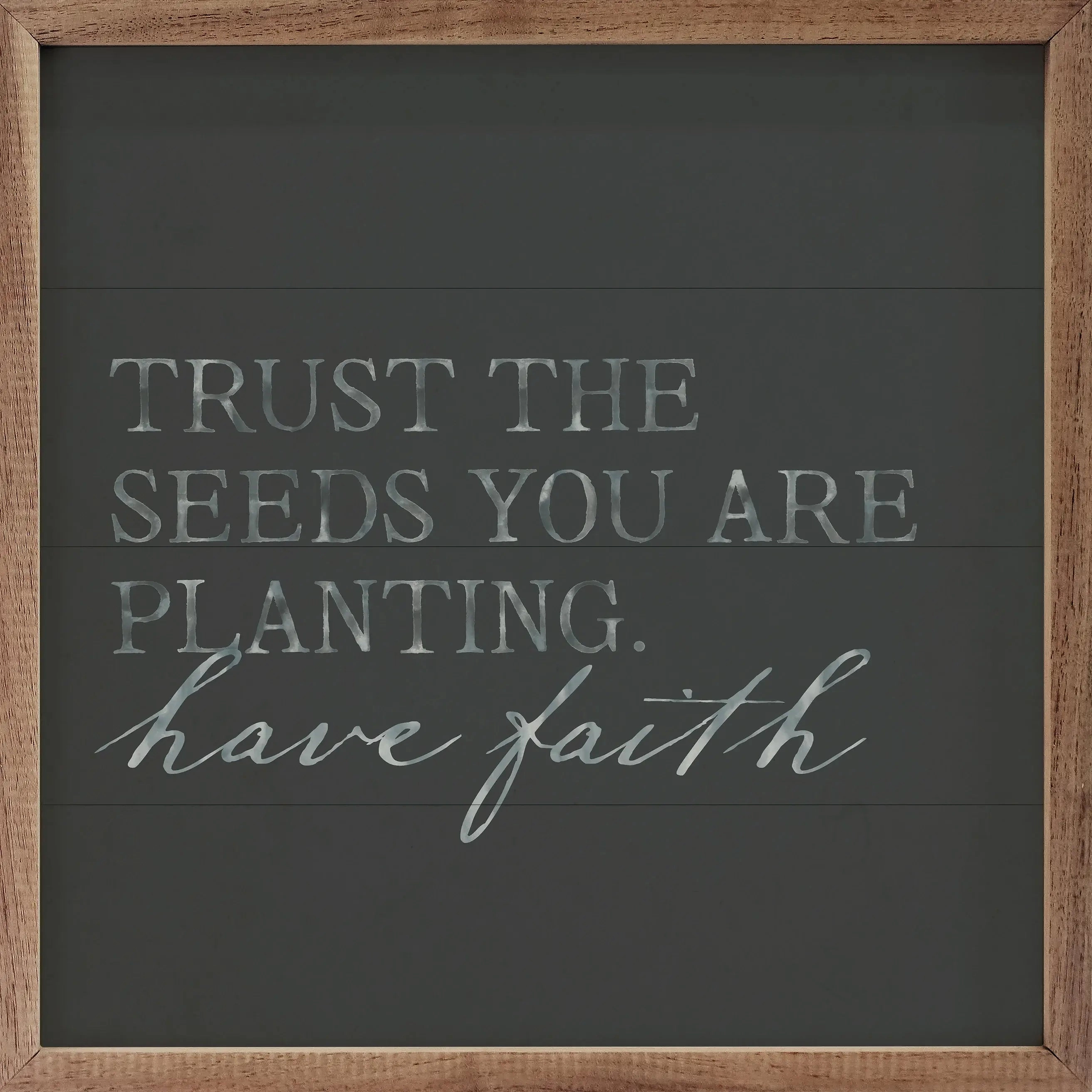 Trust The Seeds Slate Wood Framed Print 