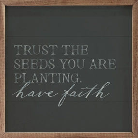 Trust The Seeds Slate Wood Framed Print 