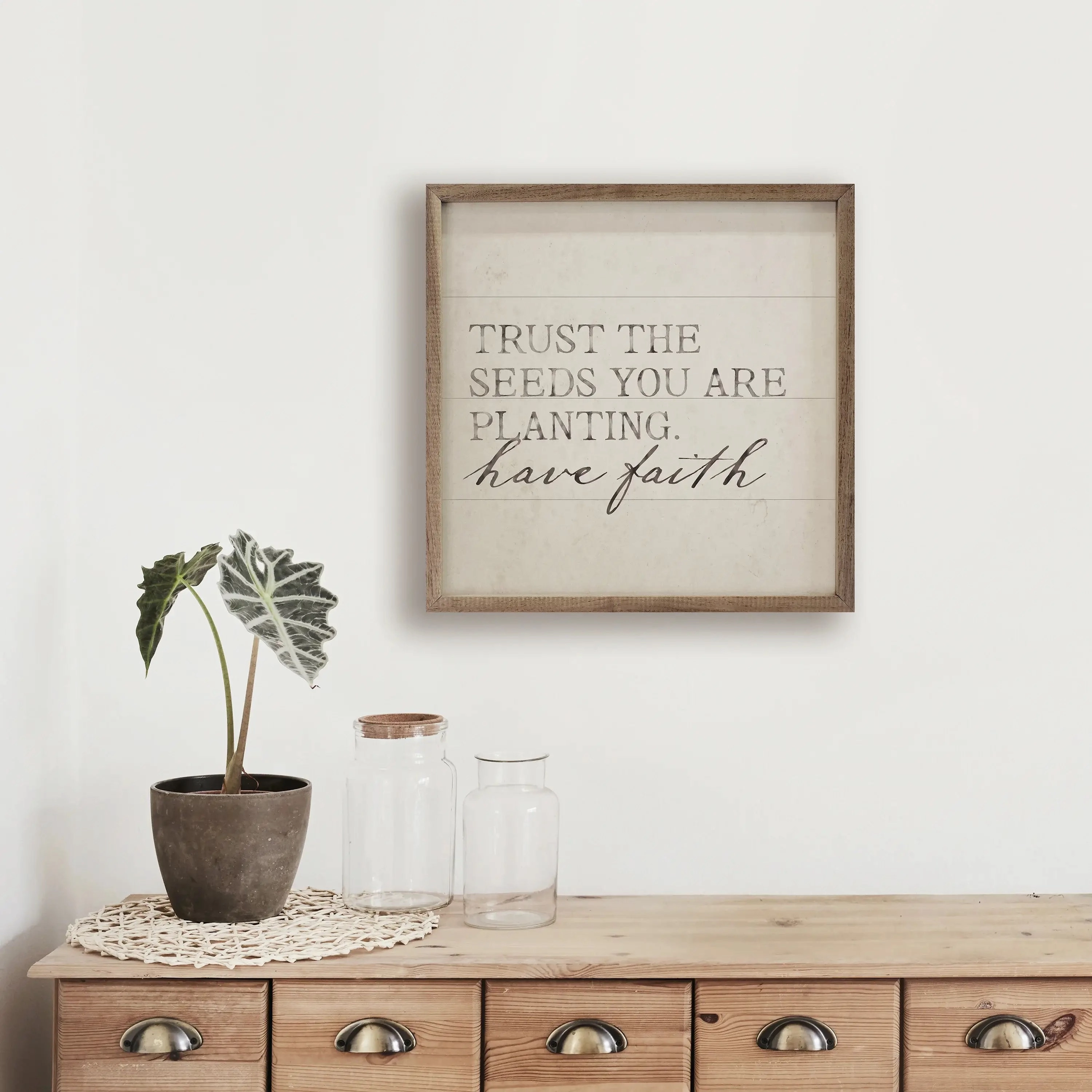 Trust The Seeds Vintage Wood Framed Print