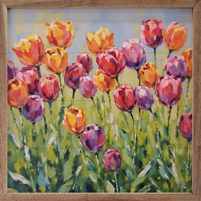 Tulip Field Wood Framed Print 