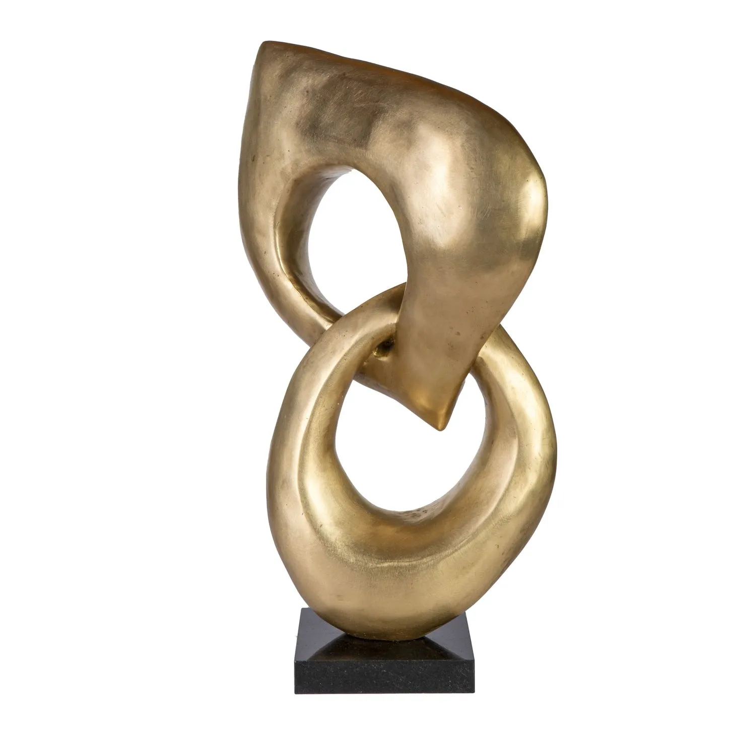 Two Rings Contemporary Italian Gold Patinated Bronze Abstract Sculpture