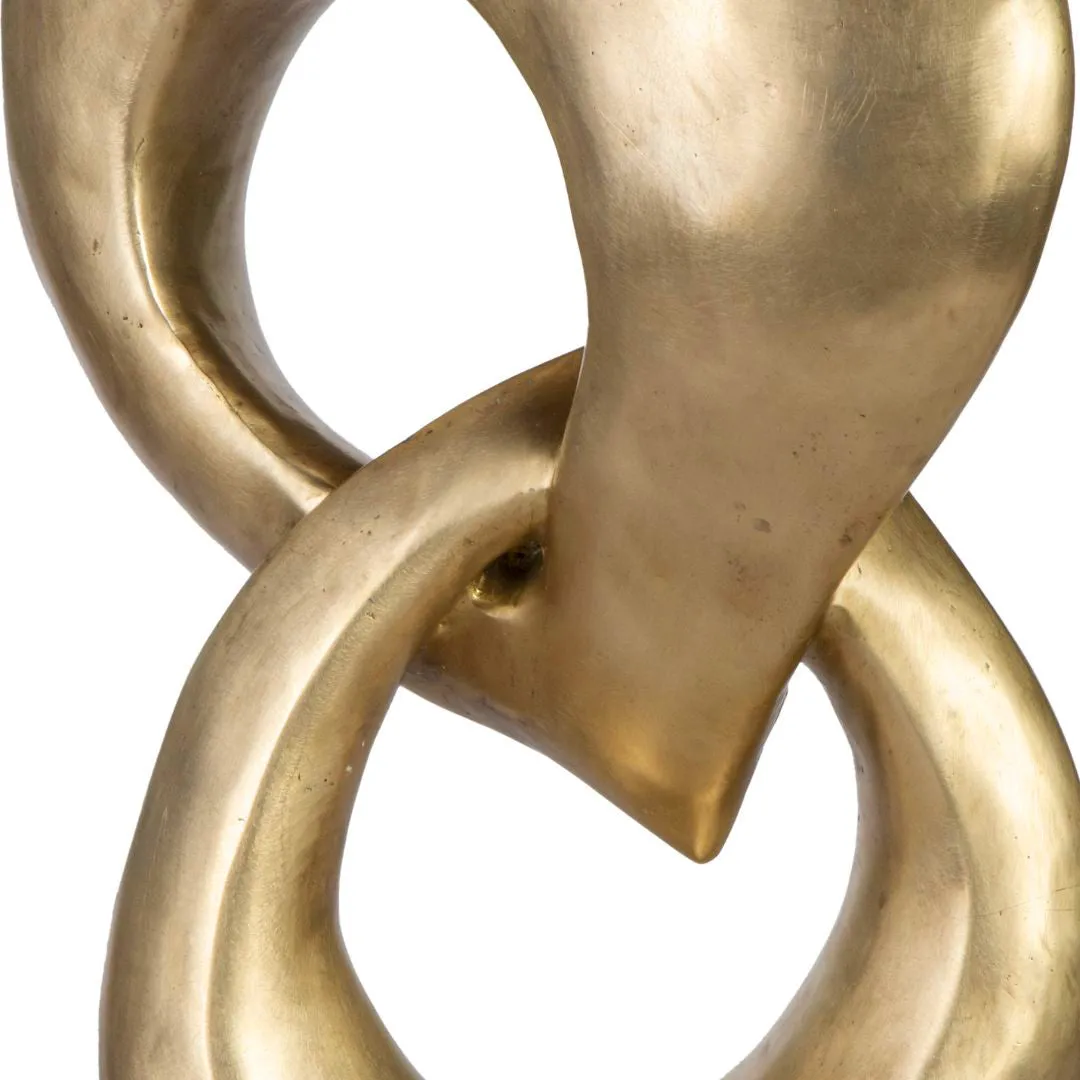 Two Rings Contemporary Italian Gold Patinated Bronze Abstract Sculpture