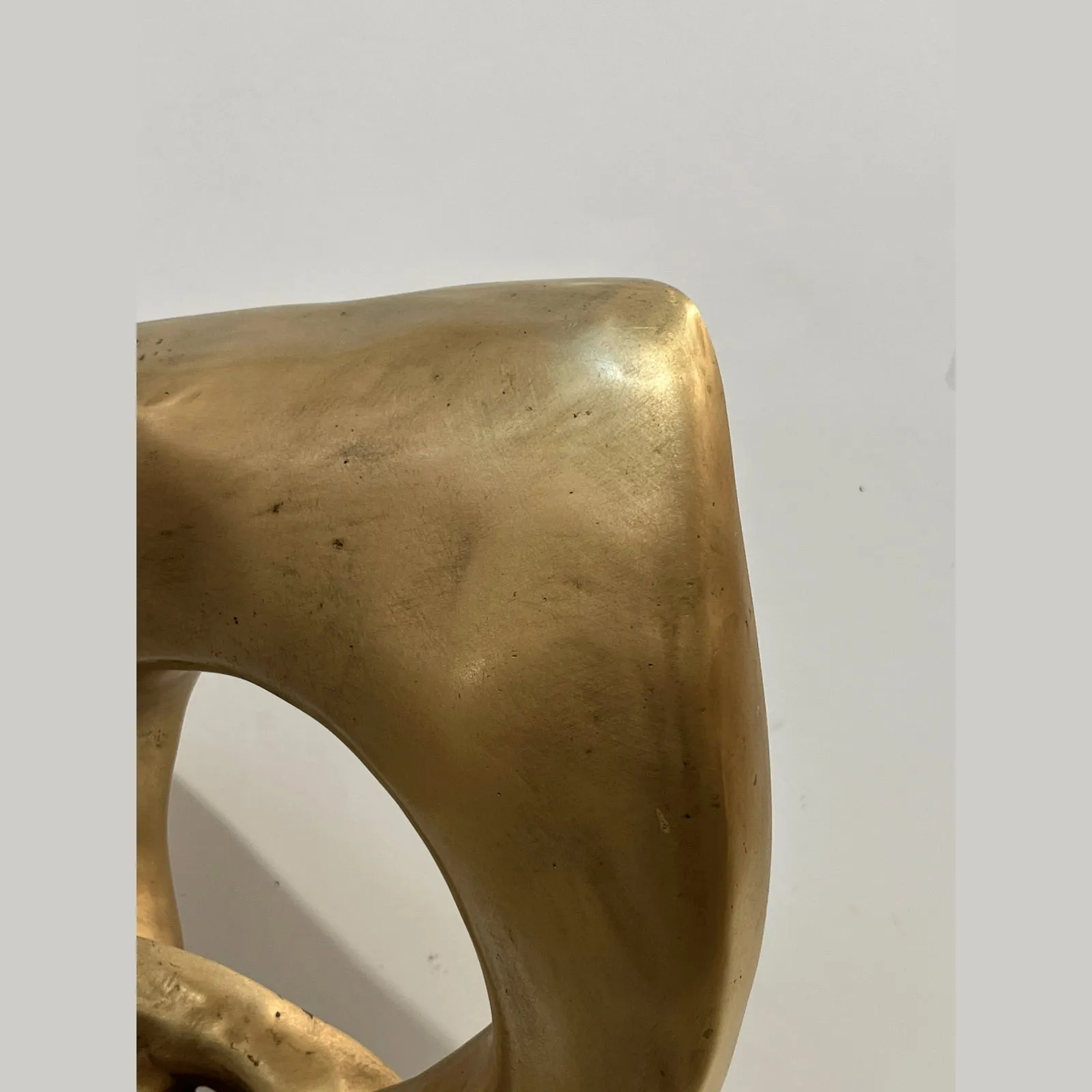 Two Rings Contemporary Italian Gold Patinated Bronze Abstract Sculpture