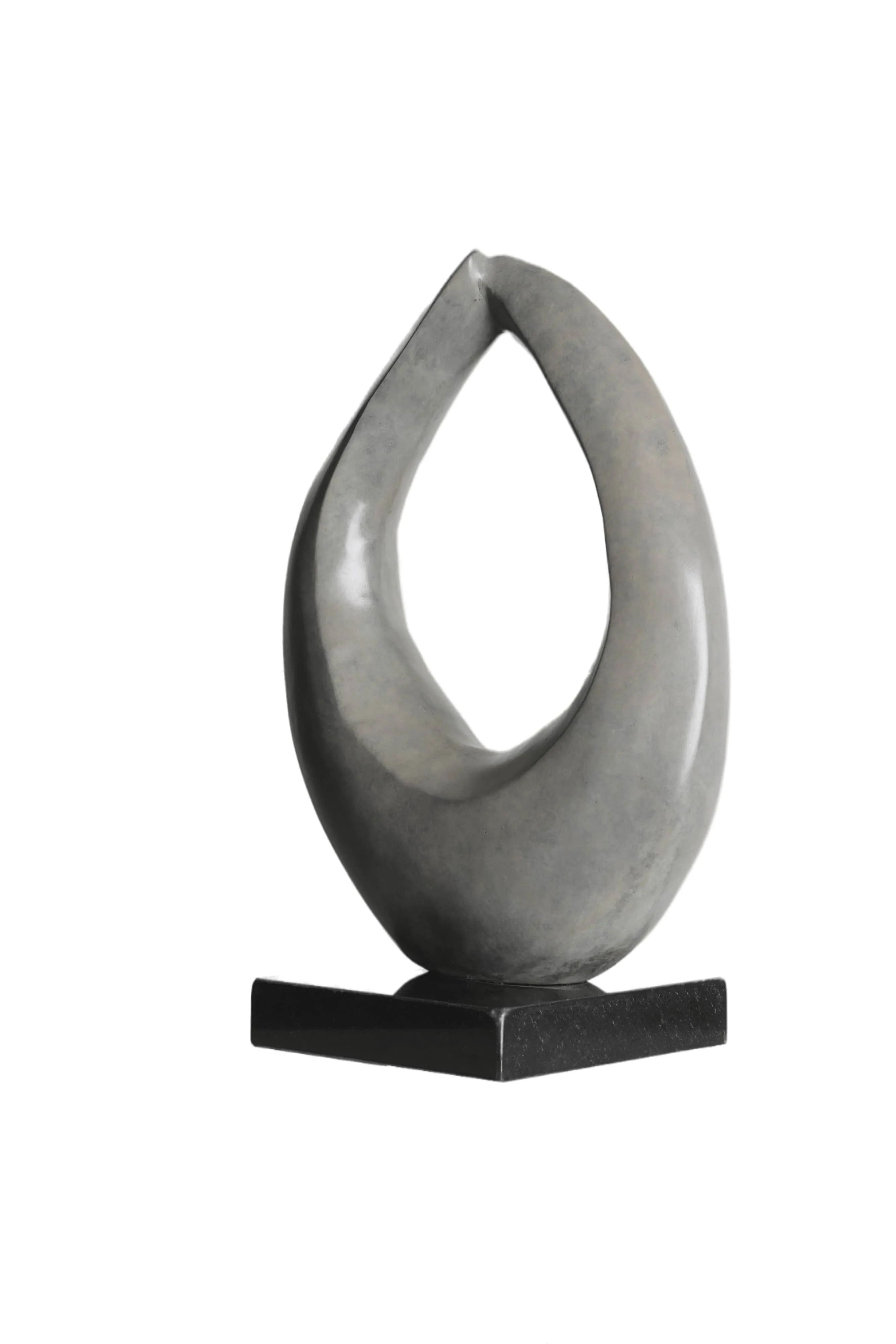 Two Rings Contemporary Italian Gold Patinated Bronze Abstract Sculpture
