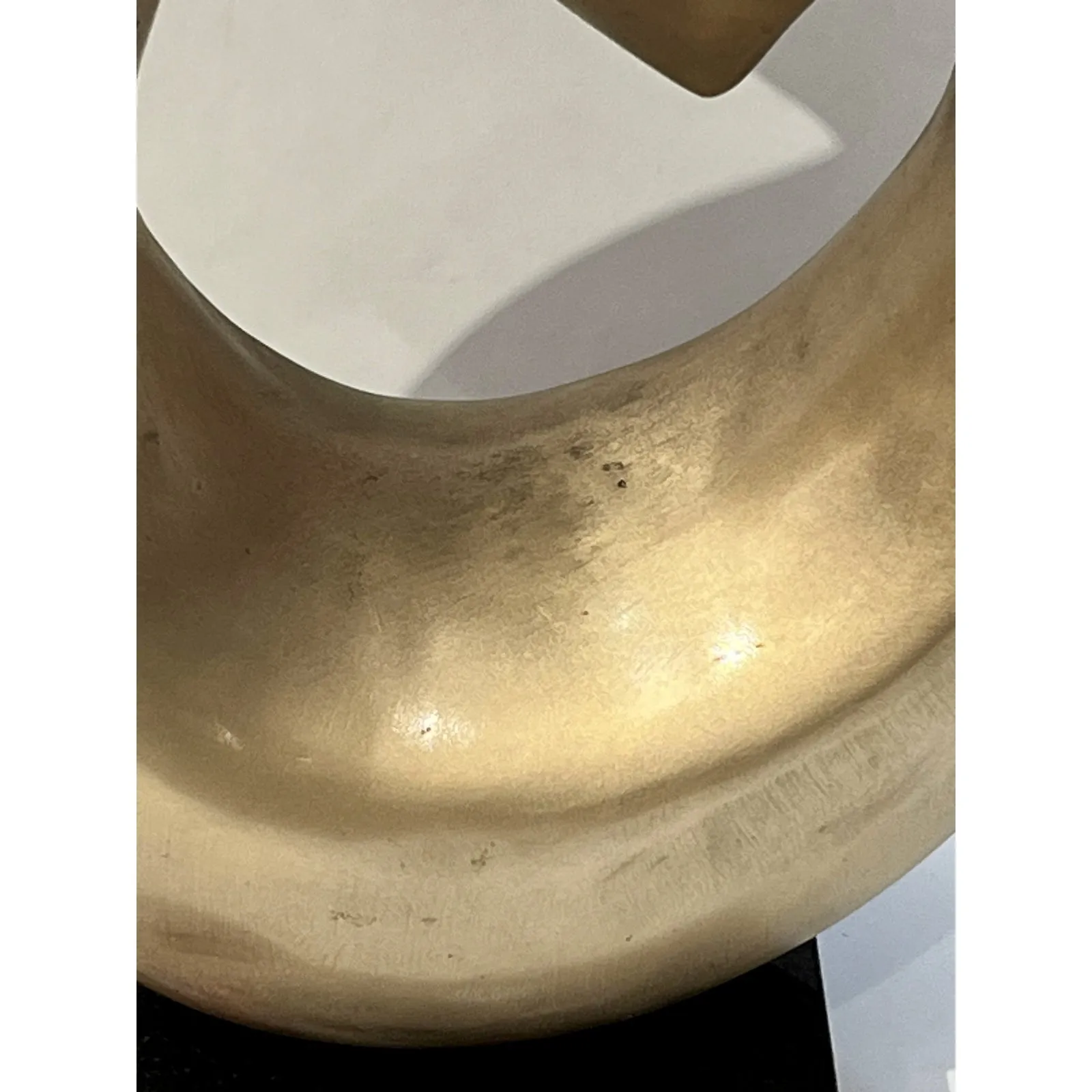 Two Rings Contemporary Italian Gold Patinated Bronze Abstract Sculpture