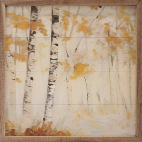 Two Fall Birch Trees In The Forest Wood Framed Print 