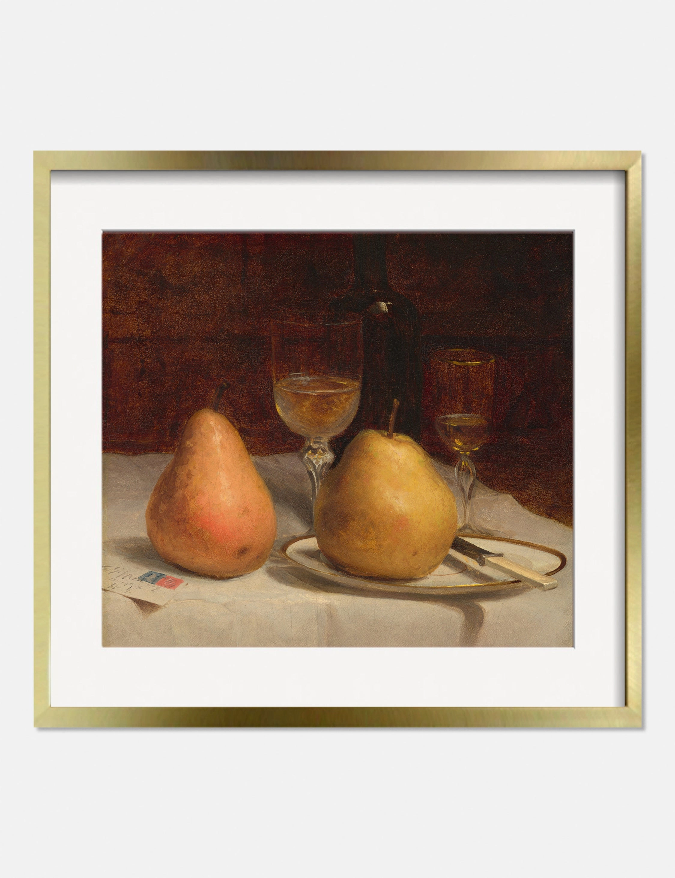 Two Pears on a Tabletop Print by Sanford Robinson Gifford