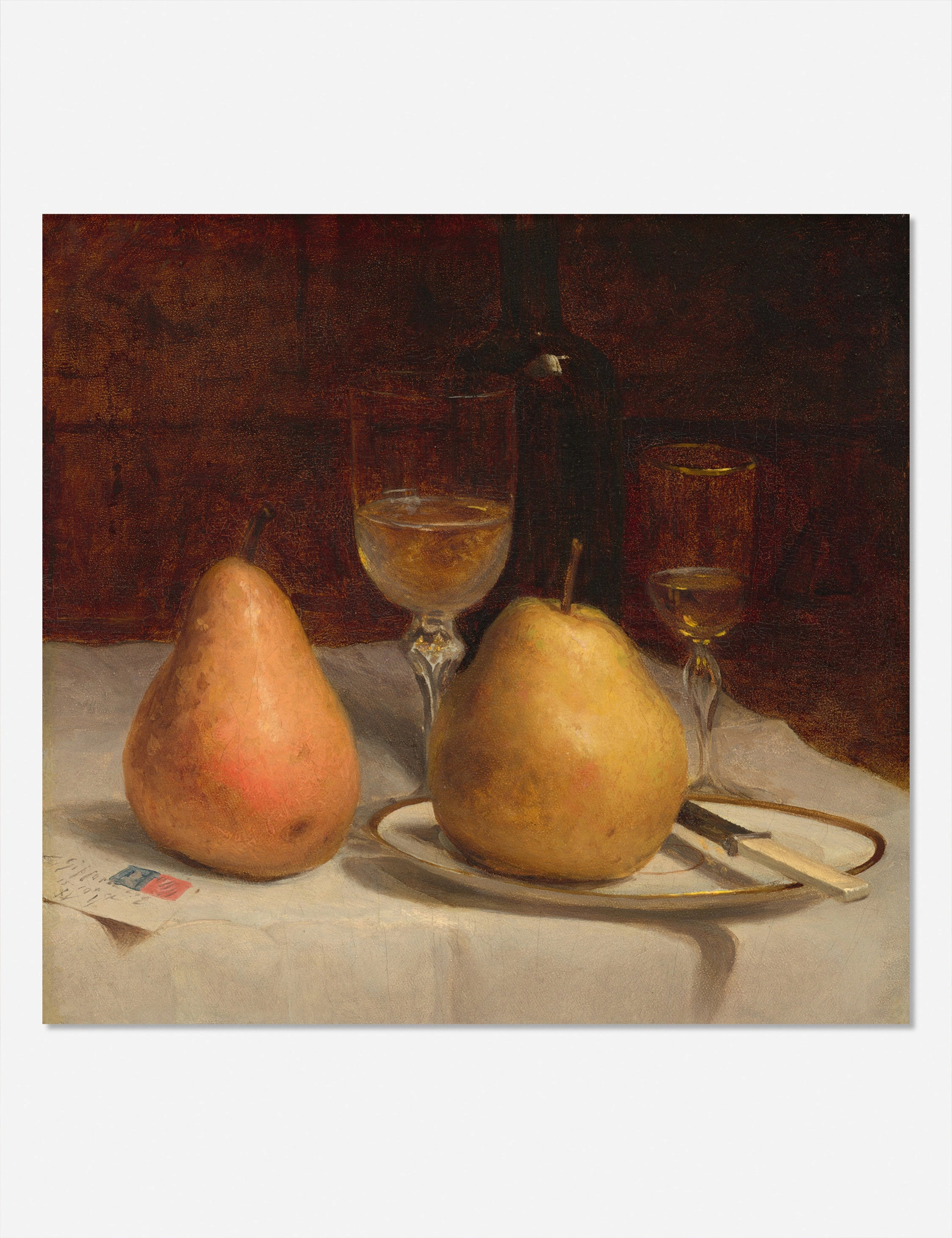 Two Pears on a Tabletop Print by Sanford Robinson Gifford