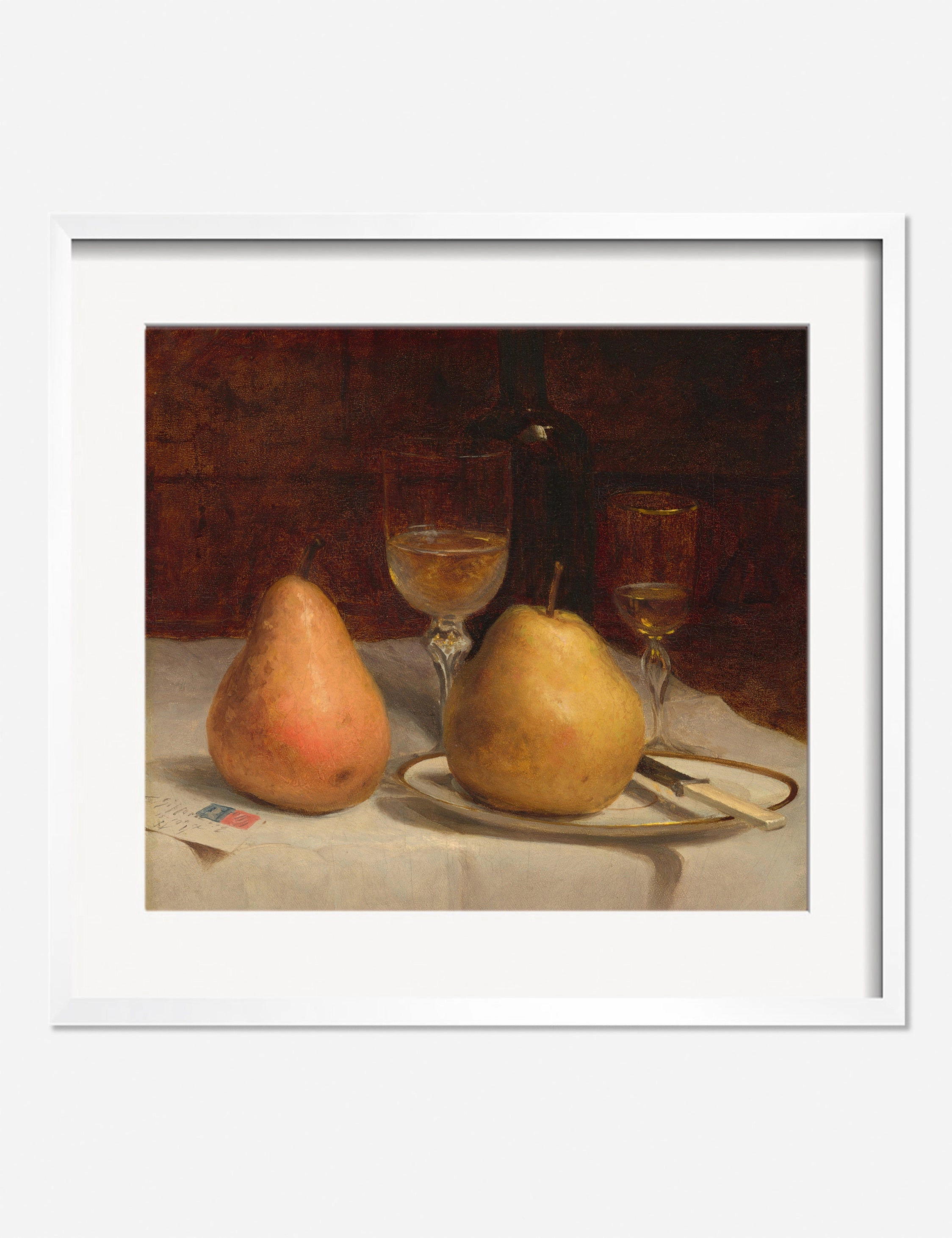 Two Pears on a Tabletop Print by Sanford Robinson Gifford