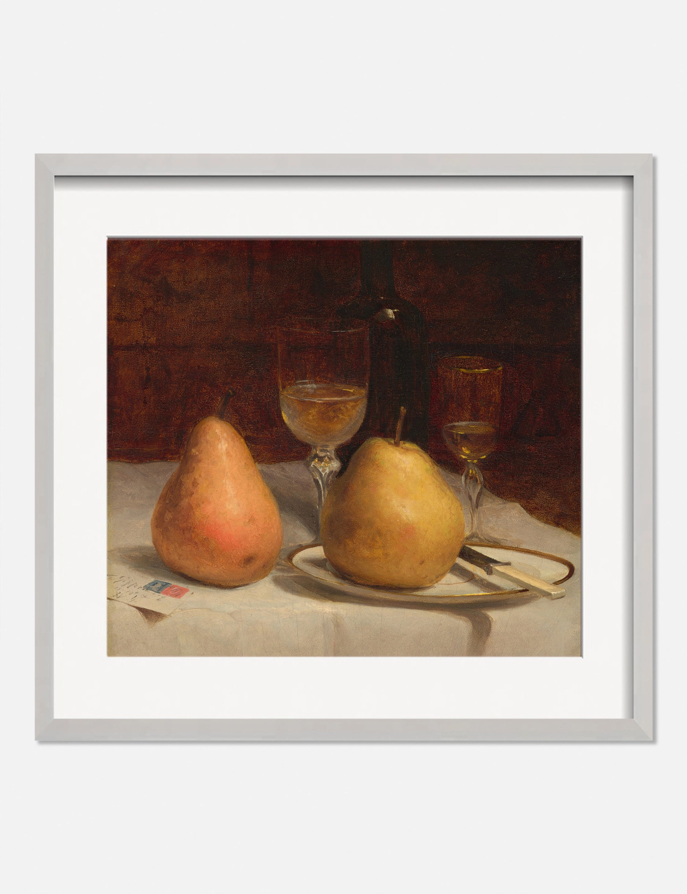 Two Pears on a Tabletop Print by Sanford Robinson Gifford