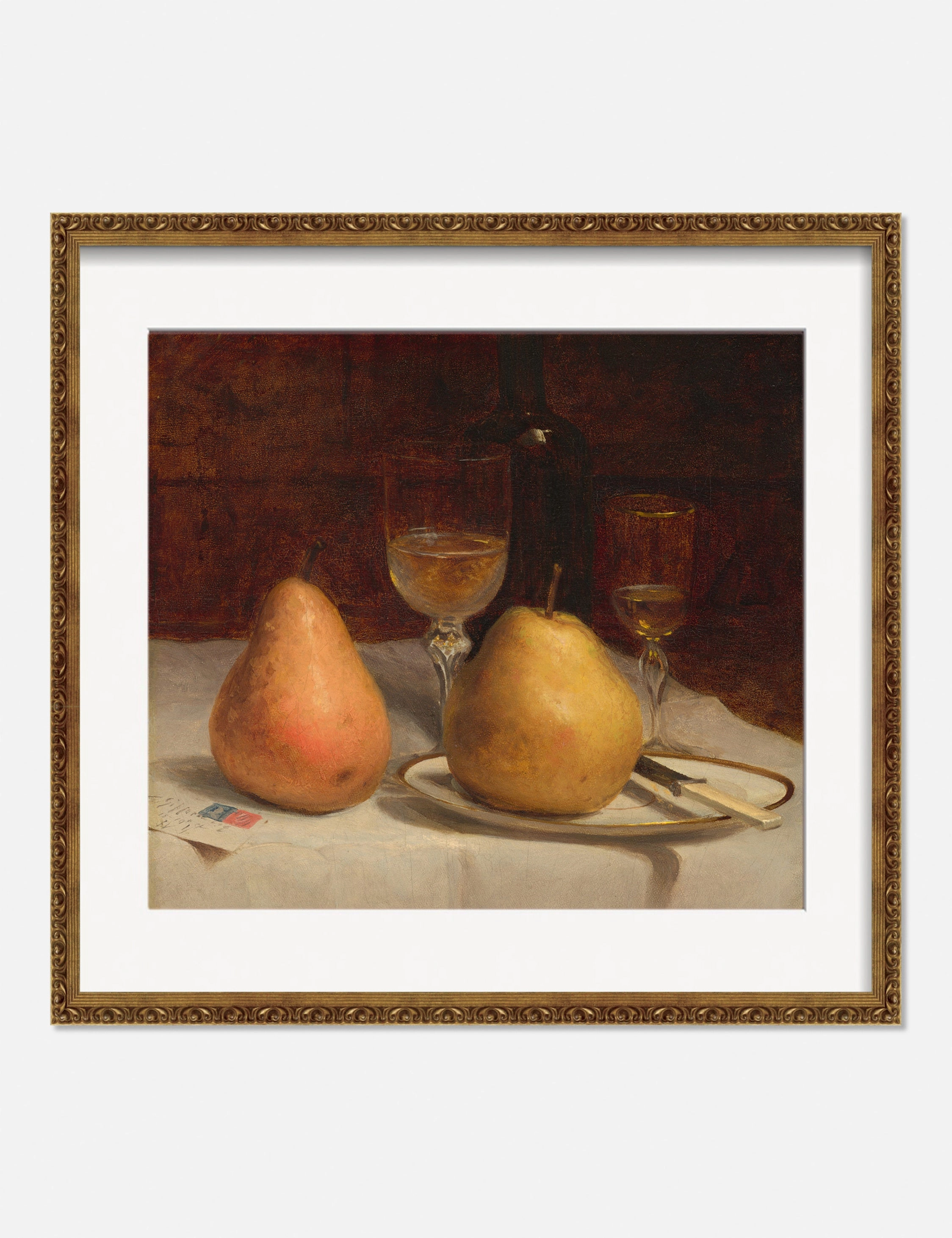 Two Pears on a Tabletop Print by Sanford Robinson Gifford