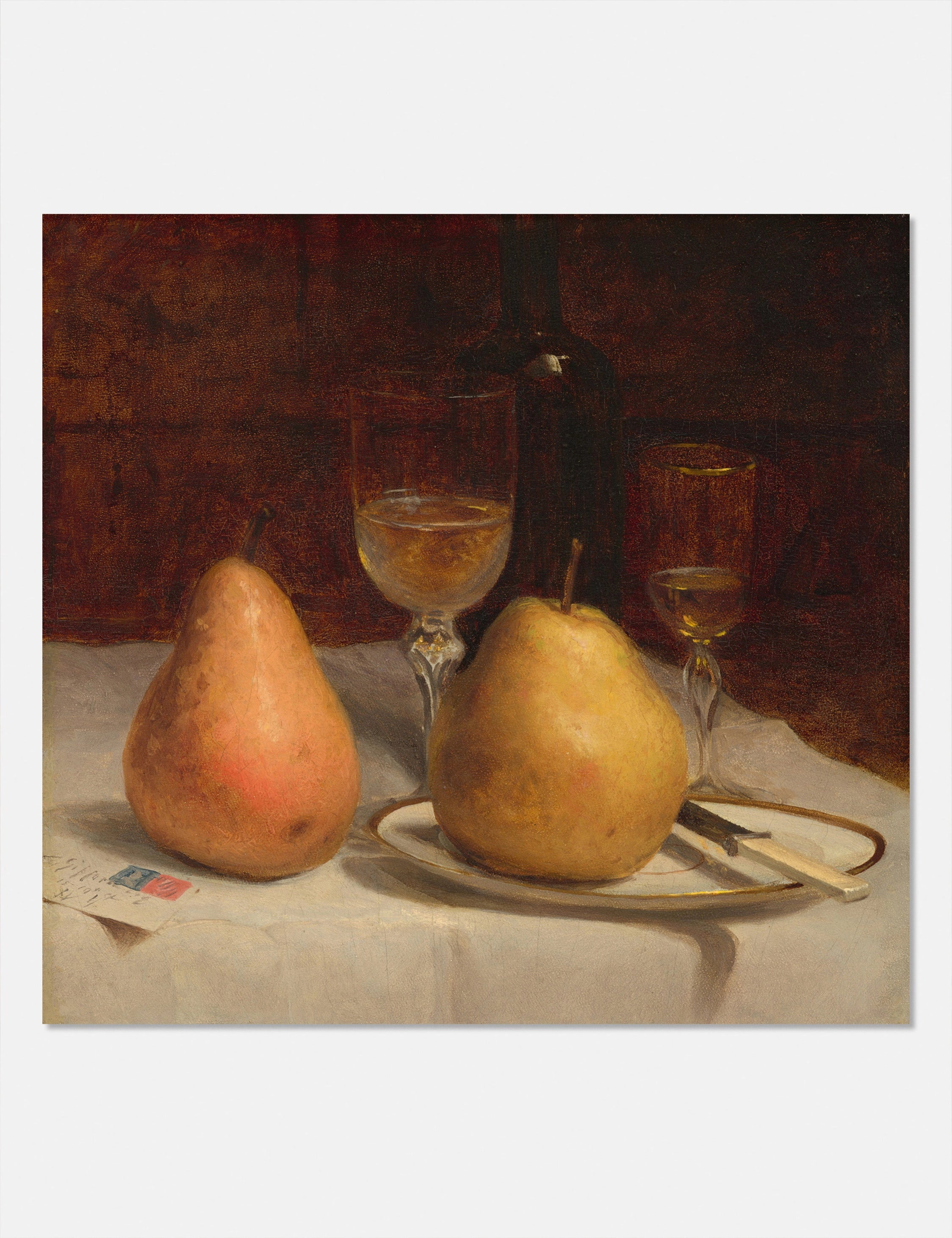 Two Pears on a Tabletop Print by Sanford Robinson Gifford