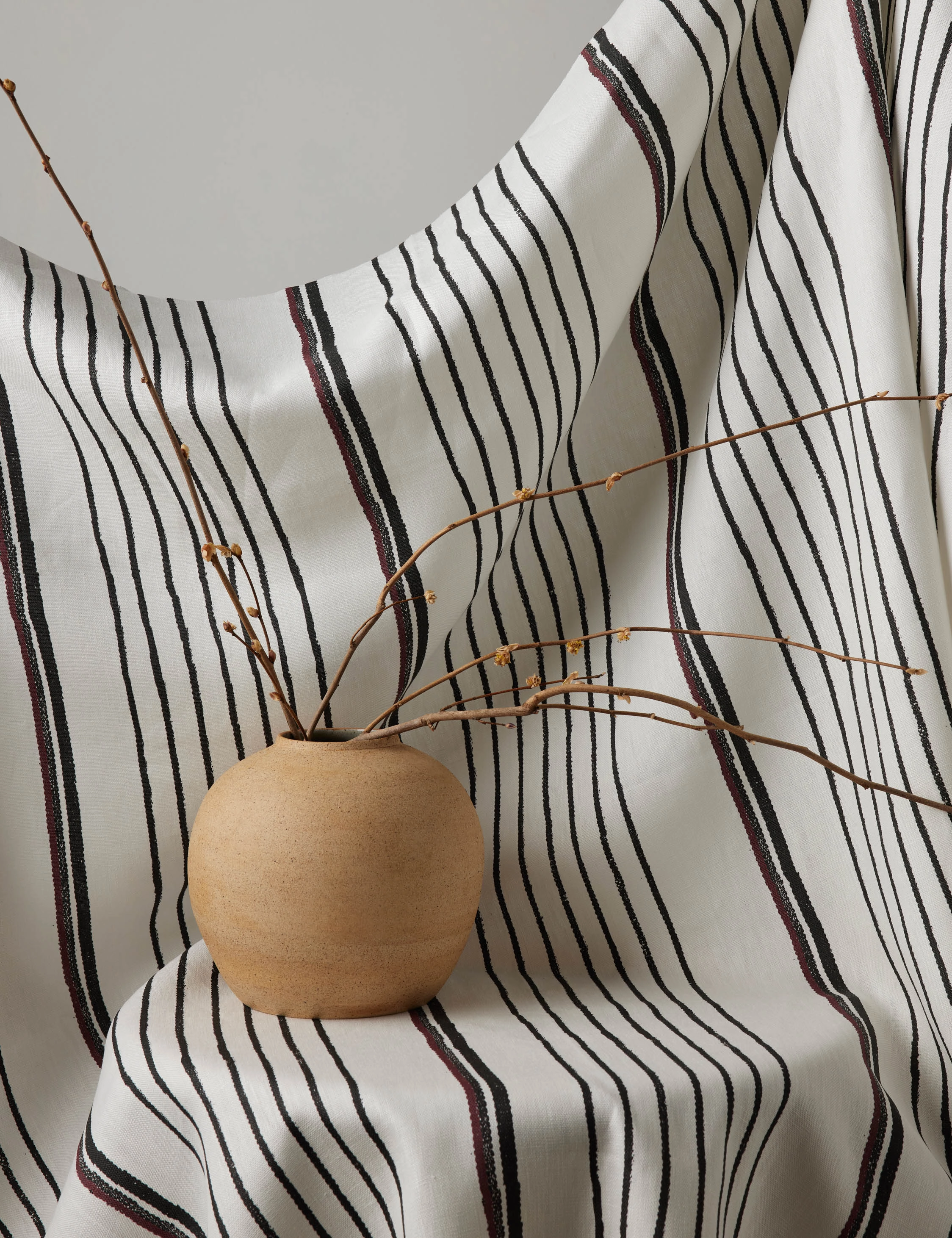 Two Tone Stripe Linen Fabric by Nathan Turner
