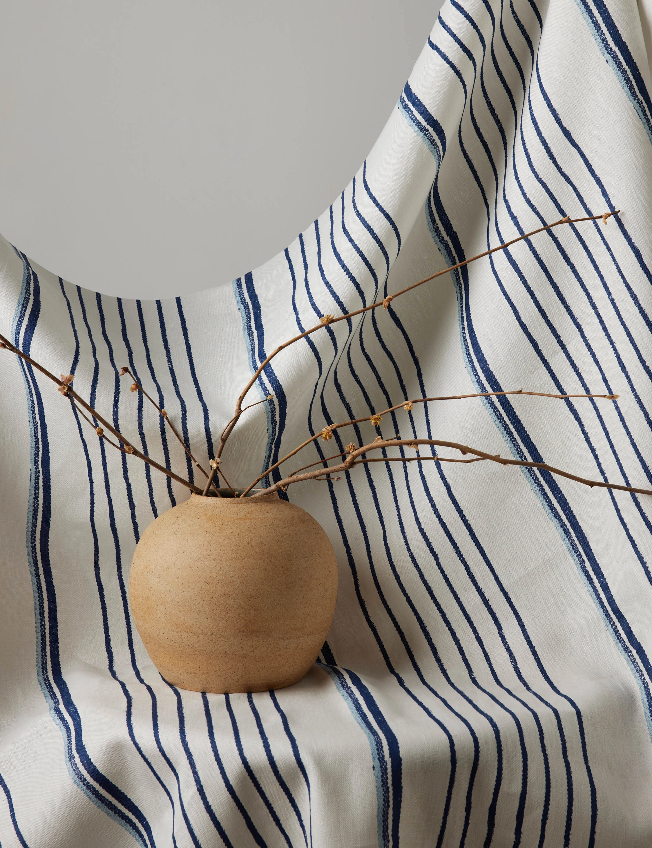 Two Tone Stripe Linen Fabric by Nathan Turner