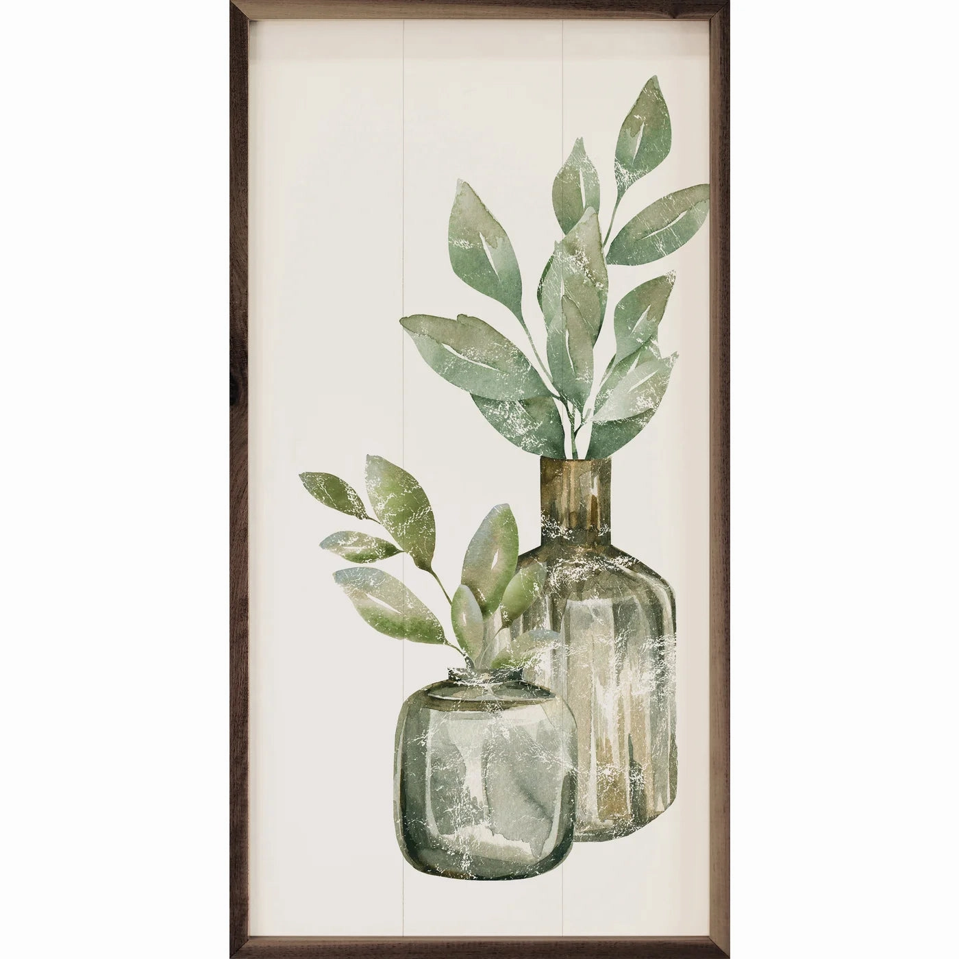 Two Vases Greenery Wood Framed Print 