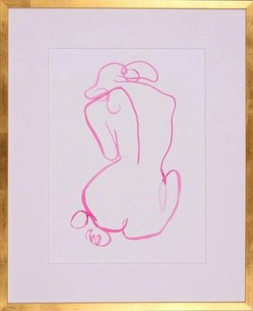 Vibrant Pink Bold Contour I Human Body Sketch Wall Art 