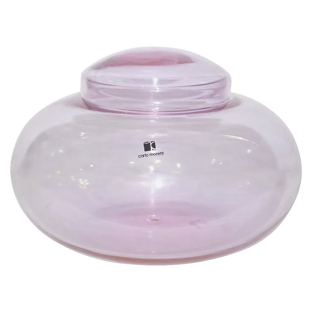 Vintage C. Moretti 1980s Alexandrite Amethyst Murano Crystal Glass Bowl & Cover 