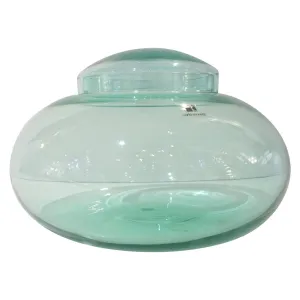 Vintage Carlo Moretti 1980 Round Apple Mint Murano Crystal Glass Bowl with cover 