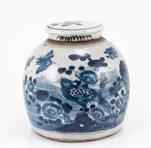 Vintage Ming Jar Flower Bird Motif 