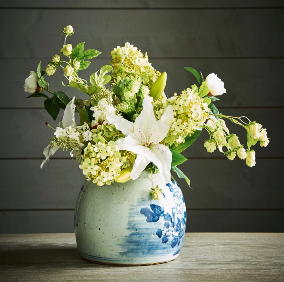 Vintage Ming Jar Flower Bird Motif